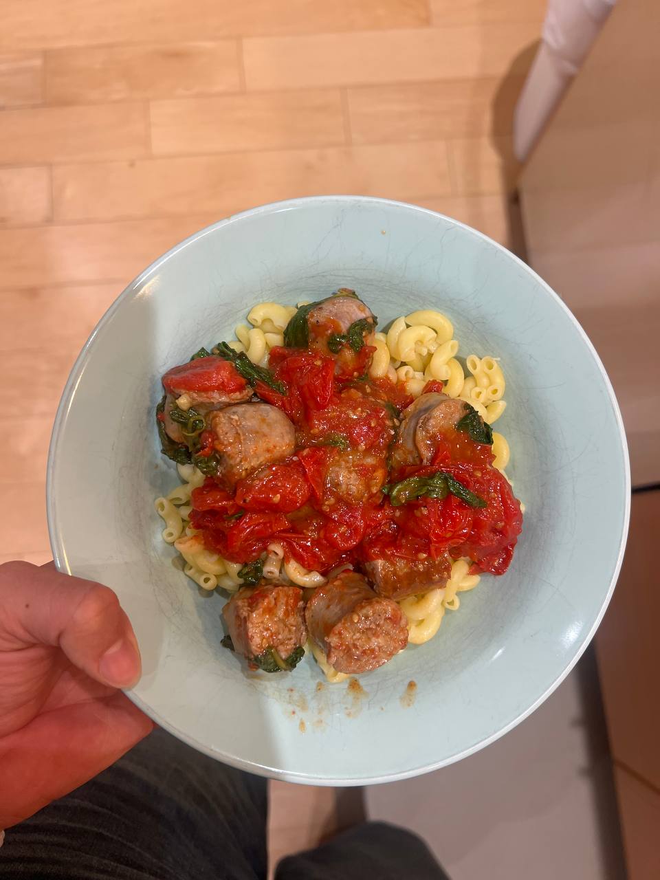 pasta with pork sausage tomato and basil