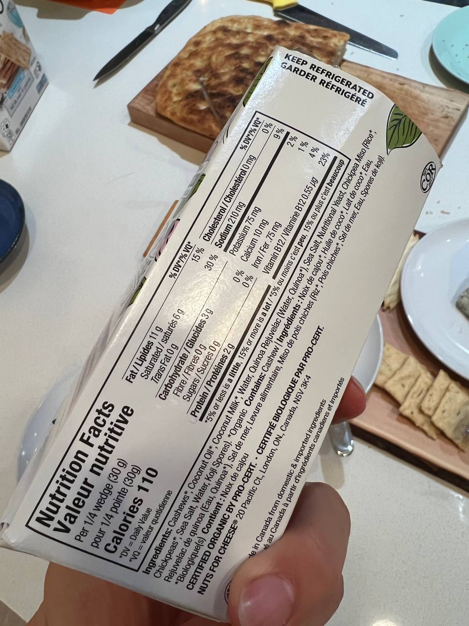 nut cheese label and crackers