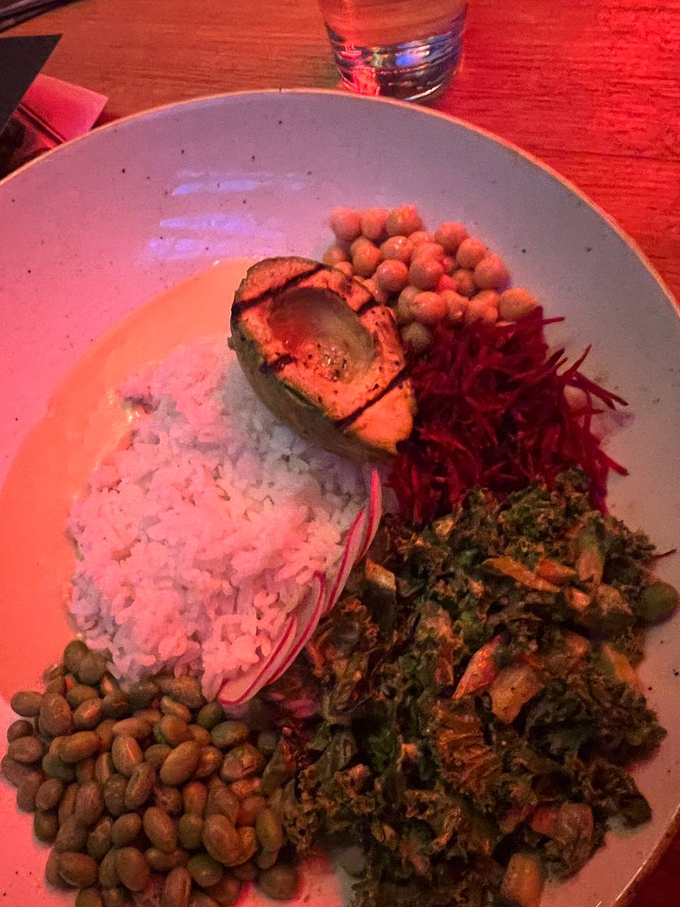 dinner bowl with rice edamame kale and avocado, third view