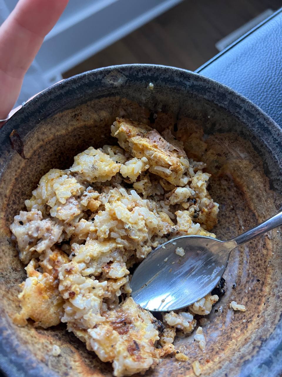 Fried rice with two eggs, 3 dates